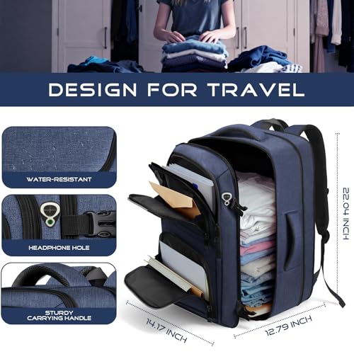 Travel Backpack, Extra Large Carry on Backpack, TSA 18.4 inch Laptop Bags Flight Approved, Lightweight Waterproof Business Luggage Bag, Gifts for Women, Blue - color: Blue, size: 18.4 Inches