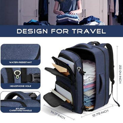 Travel Backpack, Extra Large Carry on Backpack, TSA 18.4 inch Laptop Bags Flight Approved, Lightweight Waterproof Business Luggage Bag, Gifts for Women, Blue - color: Blue, size: 18.4 Inches