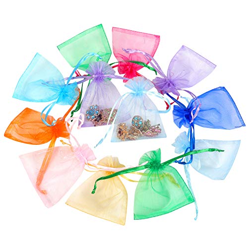 Boshen 100/200PCS Organza Gift Candy Sheer Bags Mesh Jewelry Pouches Drawstring Bulk for Wedding Party Favors Christmas (5" X 7"(200PCS), Teal Blue) - color: Blue-5" X 7"(200PCS)