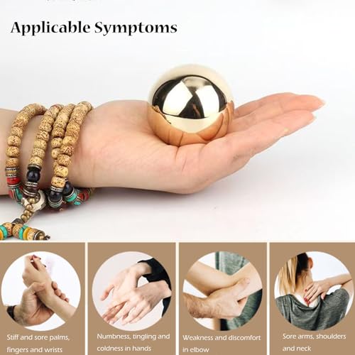 Copper Baoding Balls Set, 2 Inches Chinese Health Balls, Metal Stress Relief Hand Massage Balls No Chime for Hand Exercise, Hands Therapy - size: 2 inches