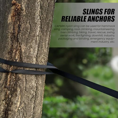 18MM Nylon Climbing Slings Runners 23 kN Strong Webbing Straps for Rock Climbing, Rappelling, Swing, Yoga Hammock etc - color: 2PCS Black, size: 24inch/60cm