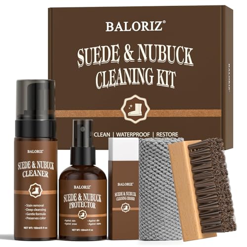 Suede & Nubuck Care Kit – 5-Piece Set with Suede Cleaner, Protector, Suede Brush & Eraser Clean, Suede Cleaning Kit Protect & Restore Shoe, Boots, Uggs, Jackets, Furniture, Handbag and Apparel