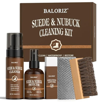 Suede & Nubuck Care Kit – 5-Piece Set with Suede Cleaner, Protector, Suede Brush & Eraser Clean, Suede Cleaning Kit Protect & Restore Shoe, Boots, Uggs, Jackets, Furniture, Handbag and Apparel