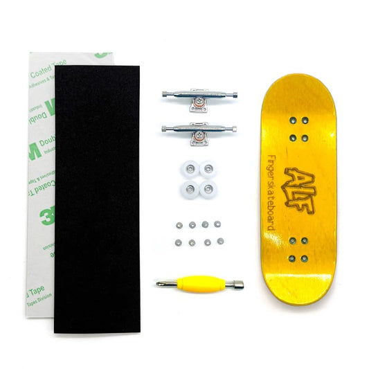 32mm Professional Fingerboard Complete Set, 7 Color Options, 5-Layer Maple Wood Deck with Metal Trucks, Bearing Wheels and Grip Tape (Yellow) - color: Yellow