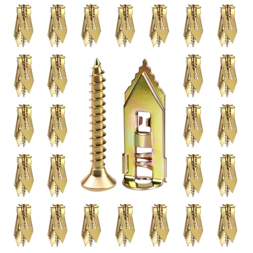 90PCS Self Drilling Drywall Anchors with Screws Kit, Zinc Plated Steel Wall Anchors and Self Tapping Screws Heavy Duty, No Drill Or Holes in Wall