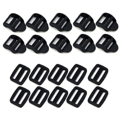 Ladder Lock Tri Glide Slide - Adjustable Strap Clips for Backpack/Gear Straps - Fits 3/4",1",1-1/4",1-1/2",2" Webbing - color: 10-pack for 3/4" Webbing