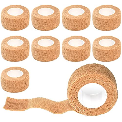 1 Inch Self Adhesive Bandage Wrap, 9 Pack, Skin Color | Cohesive Bandage Self Stick Wrap for Ankle, Wrist, Finger, Sports, Breathable Cohesive Vet Tape for Pets - color: Skin Color, size: 1 Inch