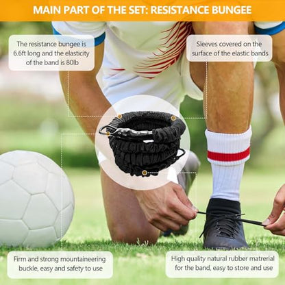 80lb Resistance Band Finess Training Set, Shoulder Belt Explosive Speed Agility Training Equipment Double People Physical Exercising Suit for Various Sports - size: 6.6ft