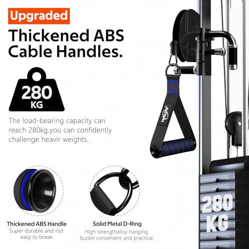 Exercise Handles, Cable Machine Handles for Gym Cable Attachments Training | 2 Pack Heavy Duty Handle with Non Slip Grip for Cable Machines, Pull Down Workouts, Resistance Bands and Home Gym Equipment - color: Black-Blue