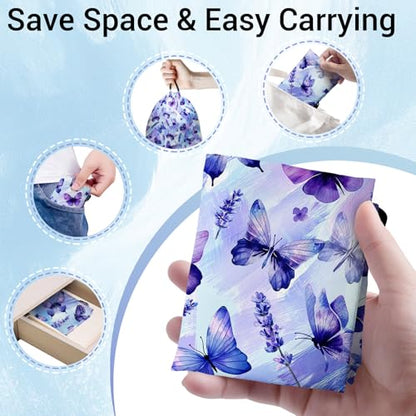 Purple Butterfly Flower Grip Bag Small Drawstring Gymnastics Athlete Bag for Sport Dance Storage - color: Butterfly Flower-purple