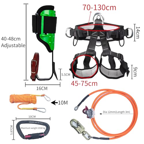 Tree Climbing Gear, Tree Climbing Spikes，Arborist Equipment for Climbers, Hunting, Fruit Picking ，Logging Etc - size: Tree Climbing Gear Green B