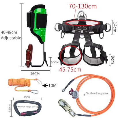 Tree Climbing Gear, Tree Climbing Spikes，Arborist Equipment for Climbers, Hunting, Fruit Picking ，Logging Etc - size: Tree Climbing Gear Green B