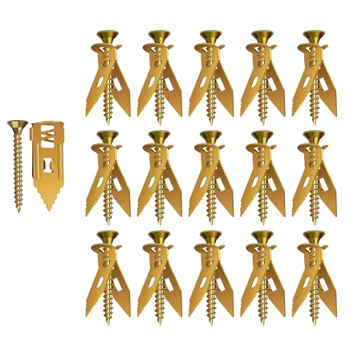 100pcs Self Drilling Drywall Anchors with Screws Kit 2 Sizes- Plastic Screw Anchors for Drywall & Sheetrock with Phillips Screws - Assorted Wall Anchors Set for Shelves, Mirrors, Wall Art, Home Decor - size: Screws -100-C