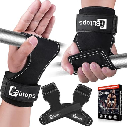Weight Lifting Wrist Strap, Double-Layer Leather Wrist Straps for Gym Strength Training Weightlifting,Deadlift and Powerlifting, Enhance Grip Strength Neoprene Padding Gym Workout Lifting Straps Men/Women Pair - color: Black
