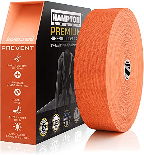 Hampton Adams | As Seen on Shark Tank | Original Kinesiology Tape | 135ft Uncut Bulk Roll | Supports & Protects Muscle Wrist Knee Shoulder Back Plantar Fasciitis | Waterproof Hypoallergenic (Orange) - color: Orange, size: 2in x 135ft (1 Roll)