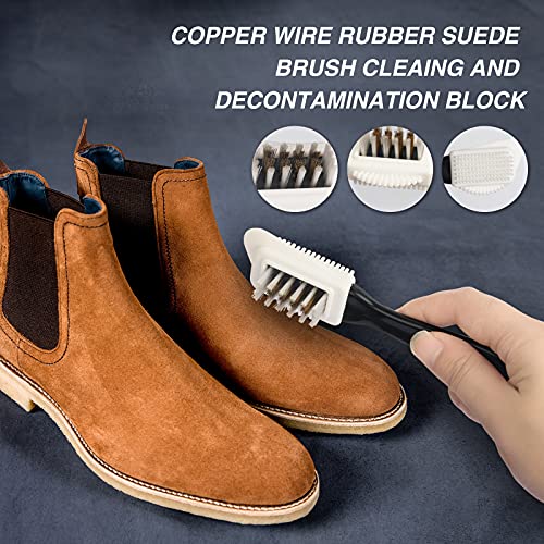 MAXIMILIAN Shoe Cleaner Kit 2 Pcs Suede Brush and Eraser 3-in-1 Copper Wire Shoe Brush Soft Rubber Bristles Suede brush for Shoes Boots Sneaker Birkenstock