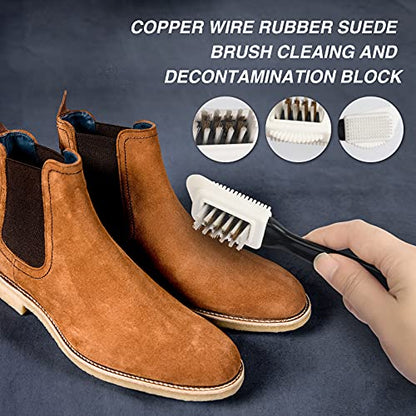 MAXIMILIAN Shoe Cleaner Kit 2 Pcs Suede Brush and Eraser 3-in-1 Copper Wire Shoe Brush Soft Rubber Bristles Suede brush for Shoes Boots Sneaker Birkenstock