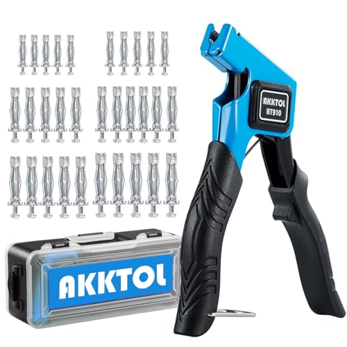 AKKTOL Molly Bolts for Drywall & Plaster Walls (0.12"-1.28"), Easy to Use with Setting Tool, 36 PCS Heavy-Duty Hollow Wall Anchors in 6 Sizes, Holds Up to 65 LBs, Includes Storage Box