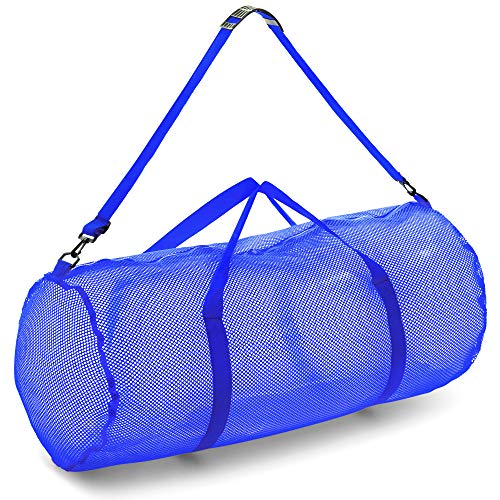 Champion Sports Mesh Duffle Bag – Oversized Breathable Gear Bag with Zipper & Shoulder Strap for Sports, Gym & Travel - color: Blue