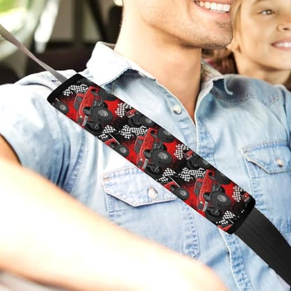 2 Piece Red Fire Monster Truck Car Seat Straps Shoulder Pads Universal Fit Automotive Seat Belt Protector for Kids, Car Seats Pushchair Strollers High Chair Pushchair - color: Pattern 1236