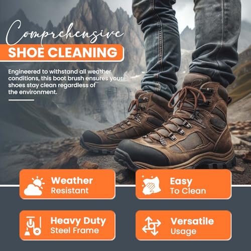 Toughty Boot Scrubber - Heavy-Duty All-Weather Shoe Cleaner with Scraper Brushes - Mountable Indoor & Outdoor Dirt Remover for Entryway & Worksites - Rugged Boot Cleaning Tool for Men & Women - style: Boot Scrubber