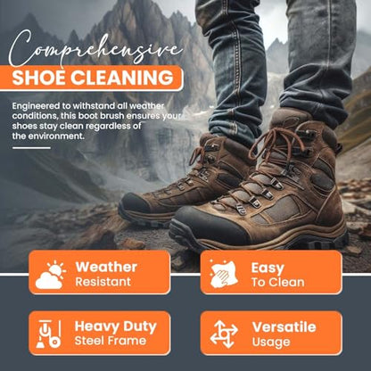 Toughty Boot Scrubber - Heavy-Duty All-Weather Shoe Cleaner with Scraper Brushes - Mountable Indoor & Outdoor Dirt Remover for Entryway & Worksites - Rugged Boot Cleaning Tool for Men & Women - style: Boot Scrubber
