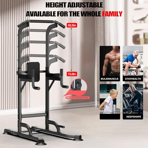 K KiNGKANG Power Tower Adjustable Height Pull Up & Dip Station Multi-Function Home Strength Training Fitness Workout Station for Home Gym (N)