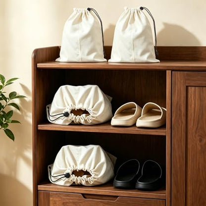 4 Pcs Shoe Bags for Travel, Shoes Pouch with Partition Design & Drawstring | 13.8"x17.7" Fits Most Shoes, Dust Resistant, Washable & Reusable Travel Shoe Bags, Travel Essentials for Men Women - color: Beige