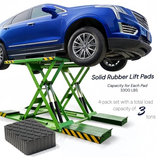 Anti-Skid Solid Rubber Auto Lift Pads – 4 Pack Heavy Duty Lift Blocks for Floor Jacks, Jack Stands & Car Lifts, 3000 Lbs Loading Capacity, 6.3" x 4.7" x 2.0" Size for Frame Protection - size: 6.3" x 4.7" x 2.0"