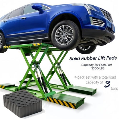 Anti-Skid Solid Rubber Auto Lift Pads – 4 Pack Heavy Duty Lift Blocks for Floor Jacks, Jack Stands & Car Lifts, 3000 Lbs Loading Capacity, 6.3" x 4.7" x 2.0" Size for Frame Protection - size: 6.3" x 4.7" x 2.0"