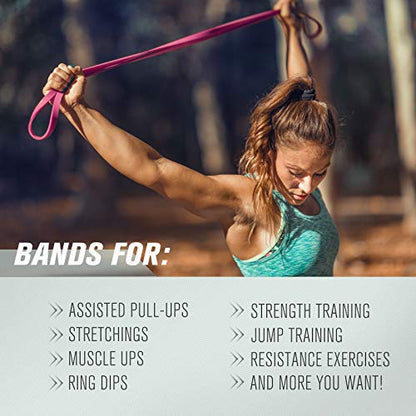 RitFit Pull Up Assist Band in Natural Latex for Stretching and Mobility | Resistance Band,Eco-Friendly Latex, Pull-Ups Powerlifting, Physical Therapy Rehab, Full-Body Training, Mobility Training - color: Rose Pink