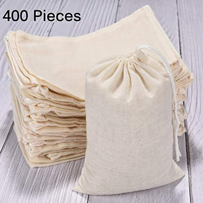 Tatuo 400 Pcs Cotton Muslin Bags with Drawstring Reusable Cloth Sachet Pouch Empty Gift Canvas Bags Bulk for Jewelry Home Party Favors (4 x 6 Inch) - size: 1 count (Pack of 400)