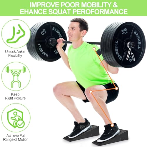 Yarlung 2 Pack Squat Wedge Block, Non-Slip Slant Board for Heel Elevated Squat, Calf Stretch, Home Gym, Enhance Mobility and Strength Performance