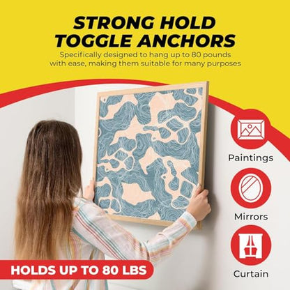 Heavy Duty Drywall Anchors and Screws Kit Including Toggle Anchors & Screws Durable Zinc Plastic Self Drilling Drywall Anchors for Hanging Pictures & More (5 Pack) - style: 5 Pack