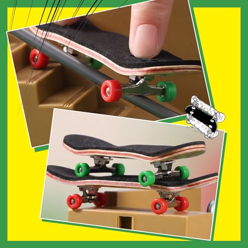 Zhehao 16 Pcs Standard Fingerboard Tool Set CNC Lathed Fingerboard Bearing Wheels Nut Driver Screwdriver for 34 mm Skateboard Trucks (Red and Green) - color: Red and Green