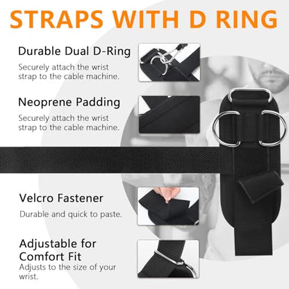 Weight Lifting Straps,Lifting Wrist Straps,Weight Straps,With D-Rings,Wrist Wraps for Weightlifting,for Men and Women for Cable Machines,Deadlifts,Snatches,Pull-Ups
