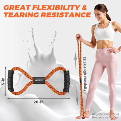 KUTIZE Figure 8 Resistance Bands for Women Men, Exercise Bands with Handles, 8 Shaped Resistance Bands for Back, Arm, Chest & Shoulder Workout, Home Gym Equipment for Yoga, Pilates, Physical Therapy - style: Orange
