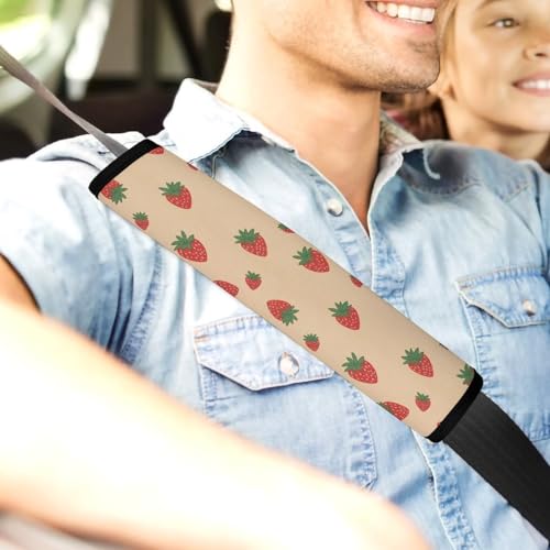 2PCS Cute Pink Strawberry Seat Belt Cover Soft Padded Neck Strap Covers for Kids, All Vehicles, Comfortable Driving - color: Pattern 650