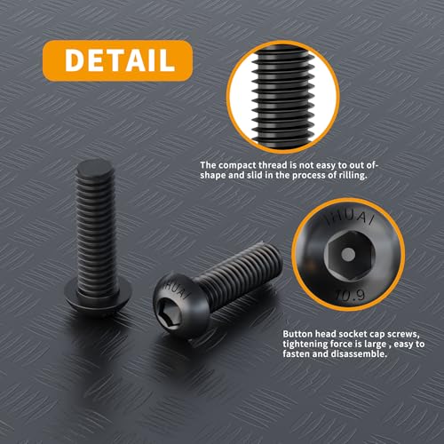 M3 x 8mm 10mm 12mm 16mm 20mm Button Head Socket Cap Screws Bolts, 10.9 Grade Alloy Steel, Metric Allen Hex Drive, Black Oxide Finish, Fully Threaded, Assortment Kit 150Pcs - size: Button Head M3x8, 10, 12, 16, 20mm(150pcs)