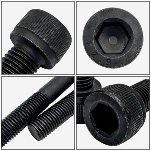 M10-1.25 x 35mm Socket Head Cap Screws Bolts,12.9 Grade Carbon Steel Hex Socket Cap Cup Fine Thread Screws Bolts,Black Oxide Finish(4Pcs) - size: M10-1.25 x 35mm