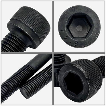 M10-1.25 x 35mm Socket Head Cap Screws Bolts,12.9 Grade Carbon Steel Hex Socket Cap Cup Fine Thread Screws Bolts,Black Oxide Finish(4Pcs) - size: M10-1.25 x 35mm