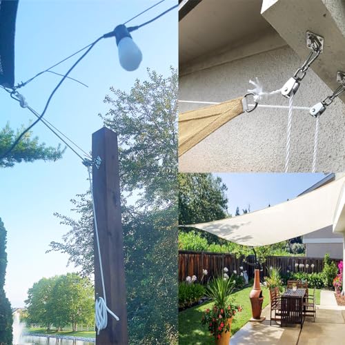 TooTaci 25MM Pulley System, 2 Pcs M25 304 Stainless Steel Pulleys Block | 66ft Nylon Rope & Spring Snap Hook, Single Pulley Wheel for Indoor Outdoor Lifting Project - size: 4MMrope
