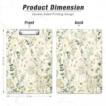 Rimilak Wood Clipboard, 8.5x11 Hardboard Clip Board, Flowers | Fun Design, Cute Custom Pattern, 9 x 12.5 in Letter Size for Classroom, Teachers, Kid, Woman, School & Office Supply - color: Flowers