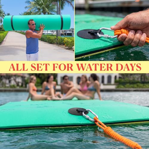 Lily Pad Floating Mat Accessories Kit | Tether, Grommet & Straps | Complete Floating Mat Kit: Bungee Tether, Grommet Hardware & Storage Straps, For Lily Pad Mats at Lake, Pool & Dock - color: Complete Kit
