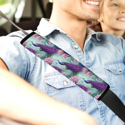 2 Pack Universal Soft And Comfortable Seat Belt Cover for Kids, Car Seats Pushchair Strollers High Chair Pushchair, Peacock Vibrant Purple Blue Bird Waterfall Flower Butterfly Seat Belt Cushion - color: Pattern 1195