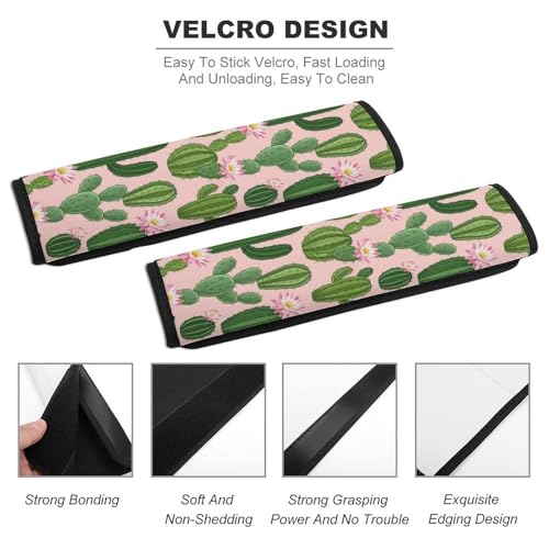 2 Pack Breathable Car Seat Straps Shoulder Pads for Elderly Support, All Vehicles, Pink Flowers Cactus Seat Belt Cushion, Neck and Shoulder Support - color: Pattern 300