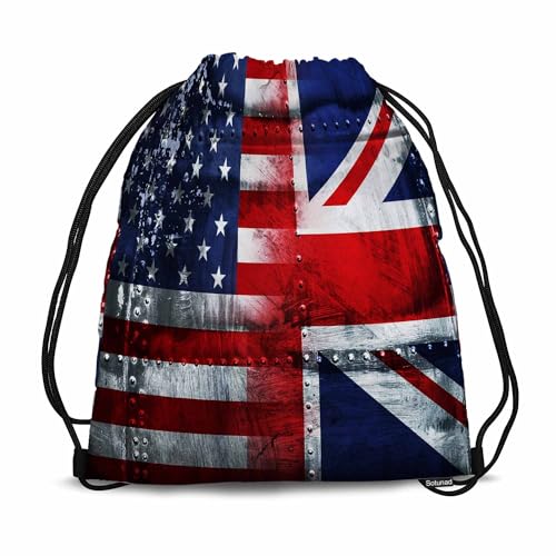 National Flag Drawstring Bag 14x16.9 Inch USA British Star White Red Striped Gym Bag Stroage Small Exercise Accessiors Water Bottle Change of Clothes Shoes - color: National Flag