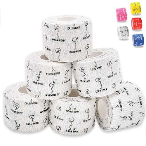 WARM BODY COLD MIND 1.85" Weightlifting Thumb Tape - Hook Grip Tape for Powerlifting, Cross Training, Gym Tape, Workout, Weight Lifting Tape, Athletic Finger Wrap (White 6 Rolls) - color: 6 Rolls White