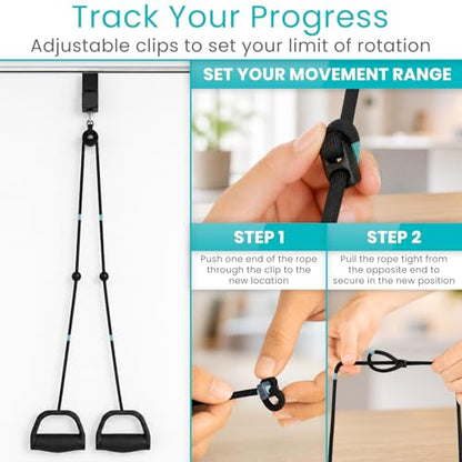 Vive Premium Shoulder Pulley for Physical Therapy w/ Carry Pouch - Over the Door Pulley for Shoulder Rehab - Rotator Cuff Exercise Strengthening Equipment - Overhead Pulleys Arm Pain Relief & Recovery