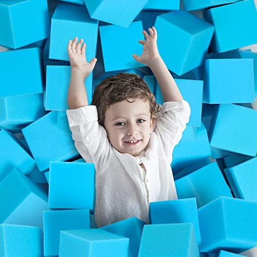 Foam Pit Cubes - 24 PCS 5 Inches Gymnastics Foam Blocks Trampoline Blocks, Multi-Sport Protective Padding for Freerunning, Trampoline, Parkour, Skate Parks & BMX - Blue - color: Blue, size: 24-PACK